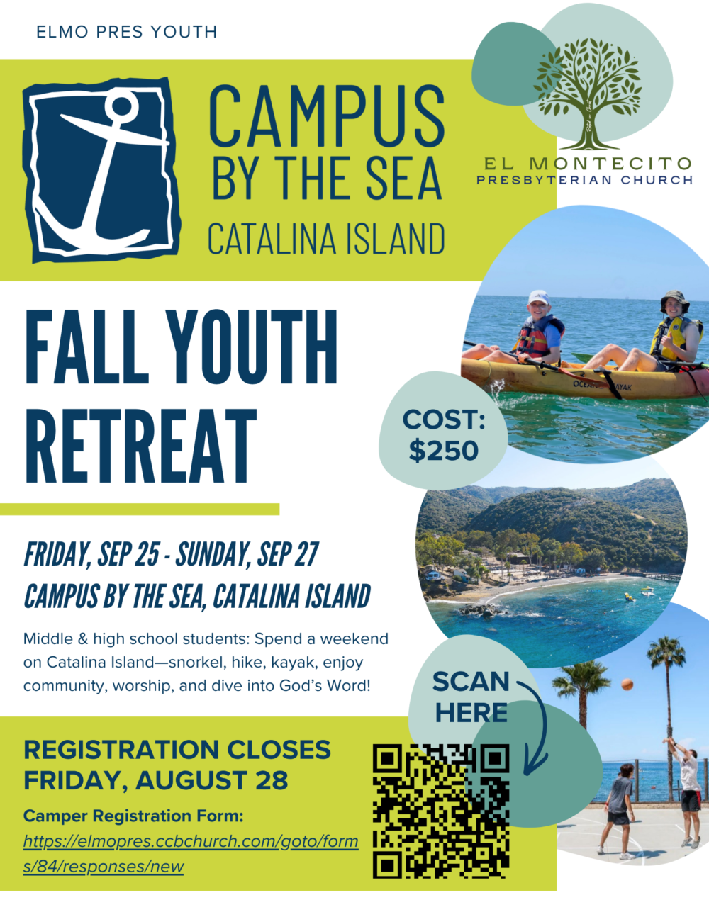 Register by 8/28! Fall Youth Retreat on Catalina Island 9/25-27