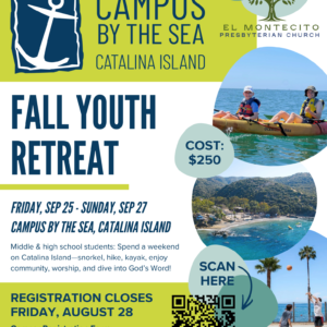 Register by 8/28! Fall Youth Retreat on Catalina Island 9/25-27